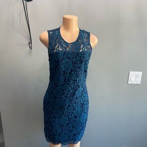 Banana Republic Lace Midi Dress - Deep Blue